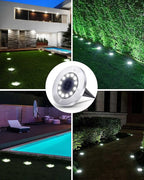 Solar Flat Disk Lights 8-Pack, Waterproof Driveway