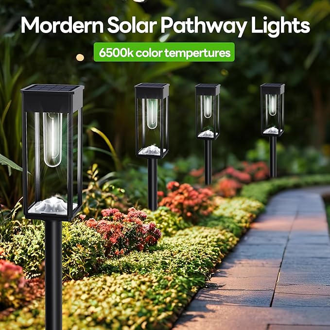 6-Pack Solar Pathway Lights, IP65 Waterproof LED Yard Lights