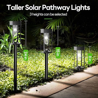 Solar Pathway Lights Outdoor IP65 Waterproof, 6 Pack 6500K LED Auto On/Off Walkway Landscape Light for Yard Lawn Garden Patio Driveway Outside Decor, Cool White