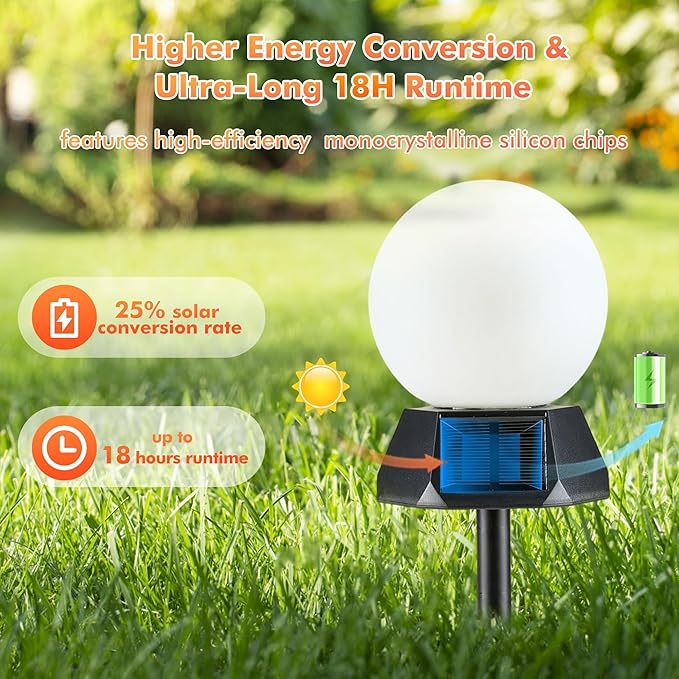 BlcTec Solar Pathway Lights Outdoor, Warm White Path Lights with 3-Sided Solar Panels, 15H Runtime, IP65 Waterproof, Auto On/Off for Patio, Garden, Lawn, Driveway, Yard, Landscape Decor, 2 Pack