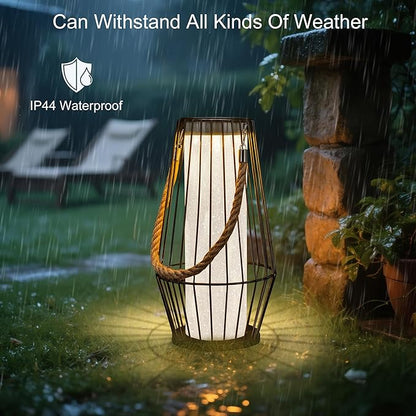 pearlstar Large Solar Lanterns Outdoor Waterproof-Heavy Duty Metal Hanging Lights Solar Table Lamp for Outside Patio Yard Garden Porch Tabletop Decor