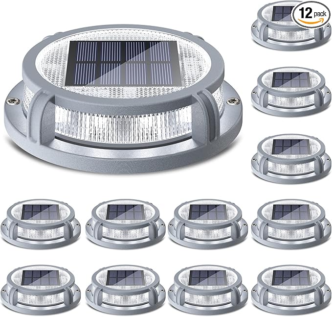 Solar Dock Lights 12-Pack, Waterproof LED