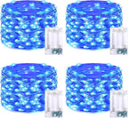 4-Pack 50 LED Christmas Twinkle Lights, 1ft Waterproof for Patio