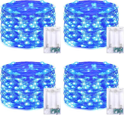 4-Pack 50 LED Christmas Twinkle Lights, 1ft Waterproof for Patio