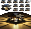 12-Pack Warm White Solar Patio Post Lights, Outdoor LED Caps