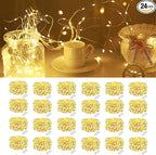 24-Pack Christmas LED String Lights, Waterproof Timer Lights