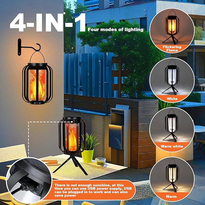 Garden Solar Hanging Lanterns 2-Pack, Classic Outdoor Decor
