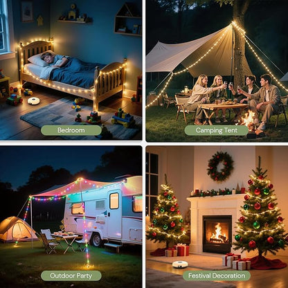 L LOHAS LED Upgraded 2 Packs Camping String Lights, 4 in 1 Quick Recovery Waterproof Camping Lights, 32.8FT with 8 Modes, Camping Essentials for Yard, Tent, Hiking, Patio, and Christmas Decor