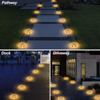 8-Pack Solar Deck Lights, Warm White Waterproof LED