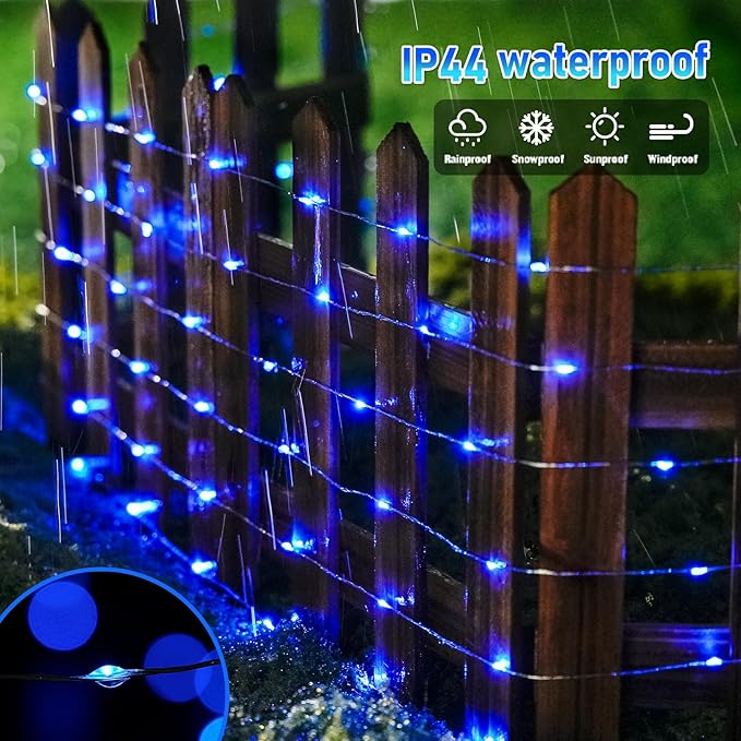 8-Pack 50 LED Christmas Twinkle Lights, Waterproof for Porch