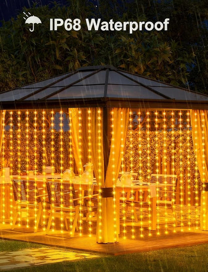 echosari Smart 600 LED Curtain Lights 20Ft x 10Ft Compatible with Alexa App Control DIY Fairy Lights, Dynamic for Backyard Home Wedding Party Decor - RGB Color Changing IC