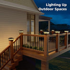 12-Pack Solar Post Cap Lights, 2-Mode Black Waterproof