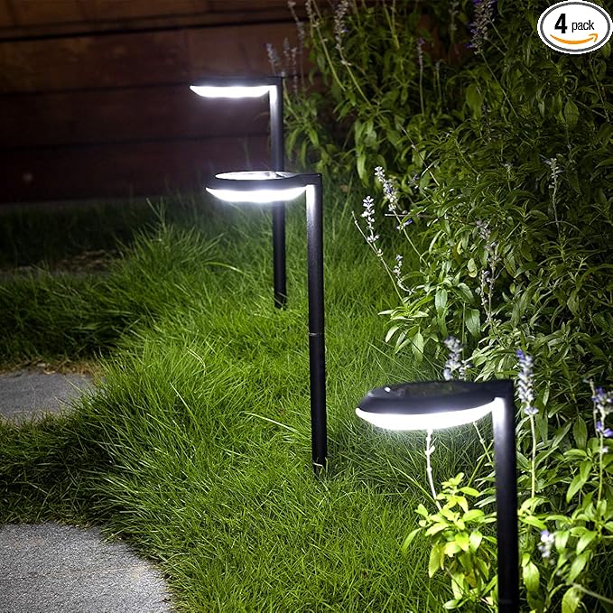 4-Pack Solar Pathway Lights, Waterproof LED Garden Lights