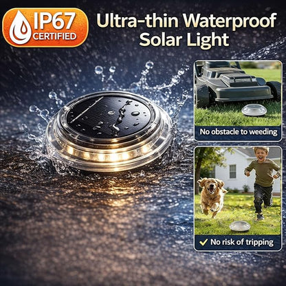 Solar Ground Lights 8 Pack Landscape Lighting 3000K Solar Lights Outdoor IP67 Waterproof Solar Garden Lights for House Patio Pathway Lawn Yard Deck Driveway Walkway Path Lighting （Warm White）