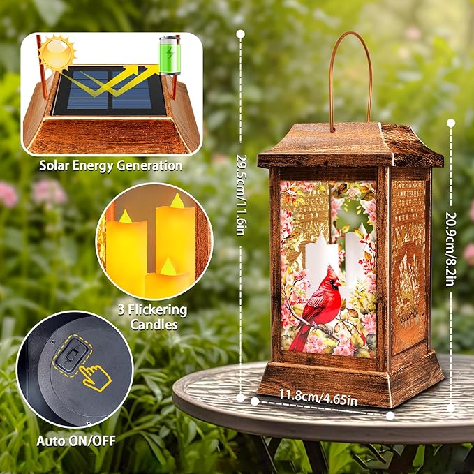 Cardinal Solar Lantern Set, Metal Yard Lighting