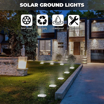 Solar Lights Outdoor 16 Pack, Solar Garden Outdoor Waterproof Pathway Lights Bright In-Ground Light Outdoor Lighting Decor for Lawn, Patio, Yard, Driveway, Step and Walkway White Light
