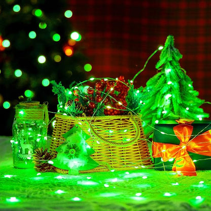 4-Pack 1ft Christmas LED String Lights, Waterproof Timer Lights