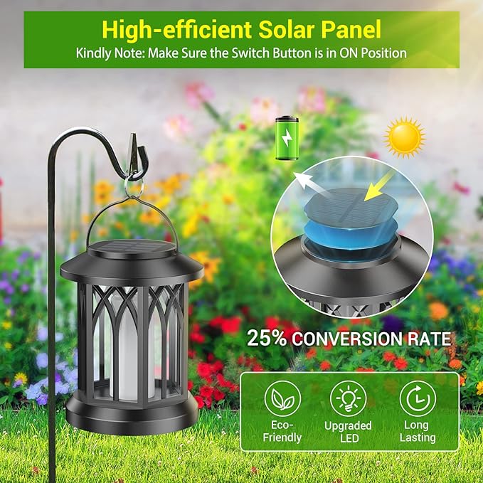 Solar Courtyard Lanterns 4-Pack, Yard Hanging LED Decor