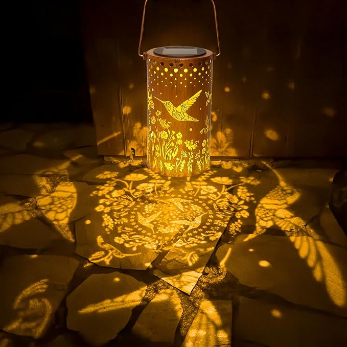 Classic Hummingbird Solar Lanterns for Backyard, Waterproof LED