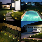 4-Pack Warm White Flat Solar Walkway Lights, Waterproof LED