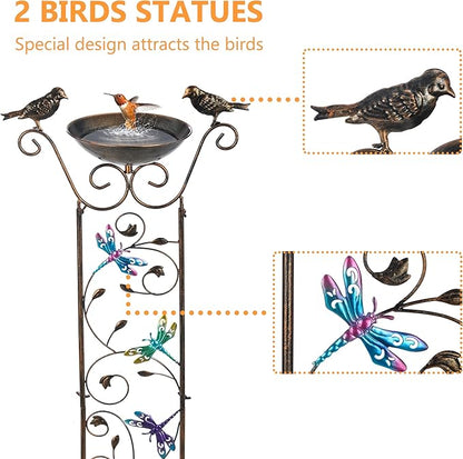 40" Freestanding Bird Bath, Heavy-Duty Metal