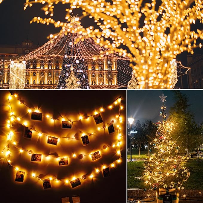 16-Pack 33ft Christmas LED String Lights, Waterproof Timer Lights