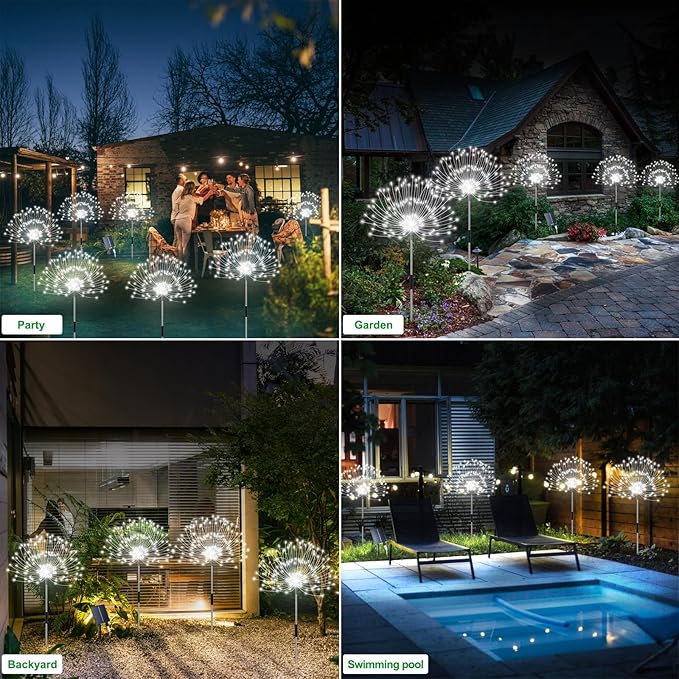 4-Pack Solar Pathway Lights, Waterproof LED Driveway Lights