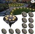 12-Pack Warm White Flat Solar Garden Lights, Waterproof LED