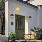 2-Pack Classic Courtyard Solar Lanterns for Porch, Waterproof LED