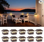 10-Pack Brown Yard Post Cap Lights, Solar LED