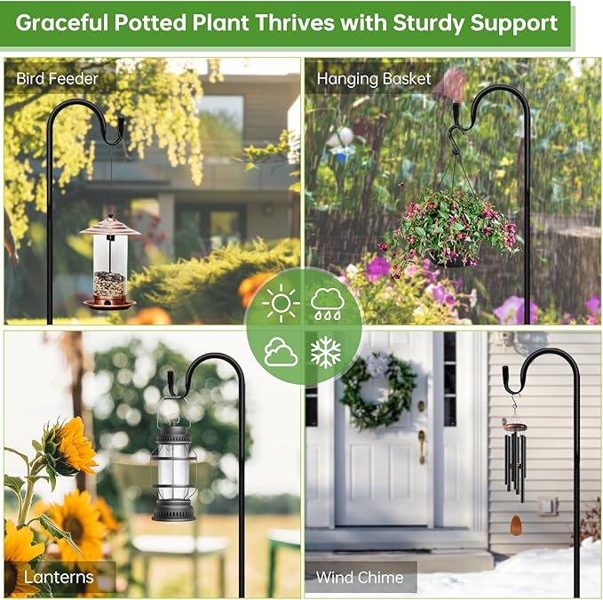 63" Shepherd's Hooks, Heavy-Duty Garden Stakes