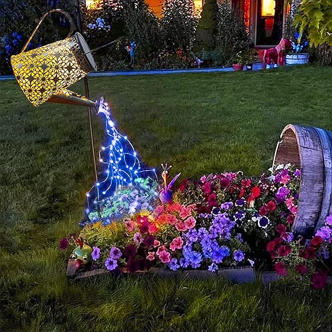 Solar Watering Can Lights,Large Retro Metal Hanging Solar Lights Outdoor Waterproof, Birthday Gifts for Women Mom Grandma Garden Decor Yard Light LED Decoration Outside for Porch Lawn Patio