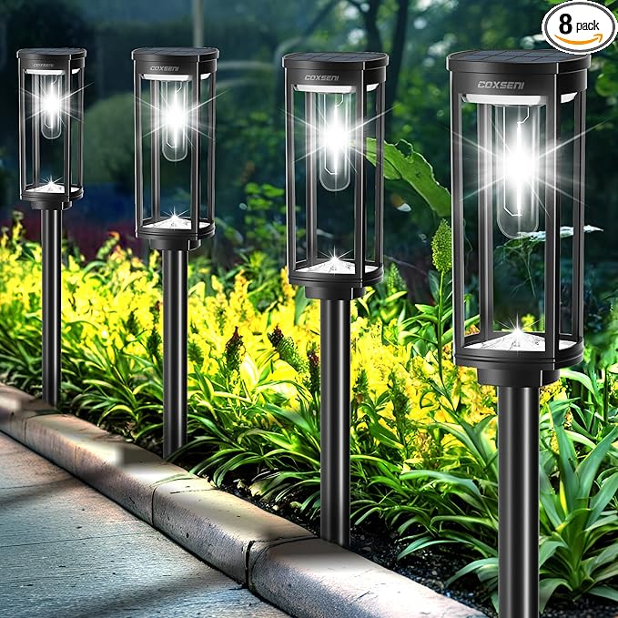Cool White Solar Pathway Lights 8-Pack, Garden LED