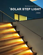 12-Pack Solar Fence Step Lights, Warm White Waterproof