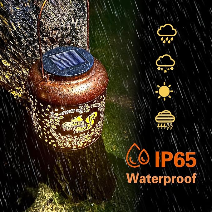2-Pack Decorative Squirrel Solar Lanterns for Garden, Waterproof LED
