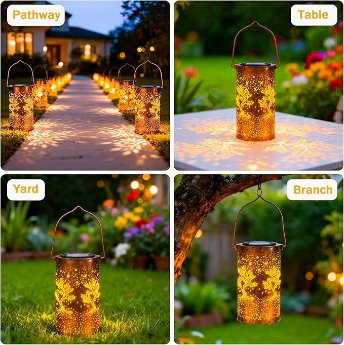 Tree of Life Solar Lanterns Outdoor Waterproof, Birthday Gifts for Women Mom Grandma, Hanging Solar Lights for Yard, Patio, Porch, Garden Decor, Christmas Gifts for Her/Him