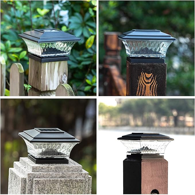 Warm White Patio Post Cap Lights, Solar LED
