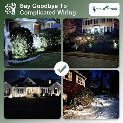 DINGLILIGHTING Solar Lights Outdoor Waterproof: IP65 Led Spot Light Decorations for Garden - 3 Lighting Modes Solar Powered for Yard - Halloween Christmas Lights Landscape Pathway Patios 4PC White