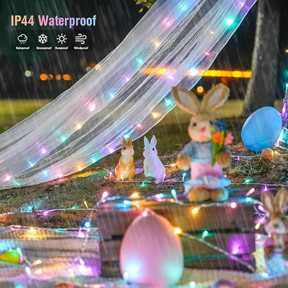 JMEXSUSS 4 Pack 50 LED Battery Operated String Lights Easter, Each 16.5ft String Lights Outdoor Waterproof, 8 Modes Pastel Easter Light Indoor with Timer for Party Christmas Garden Bedroom