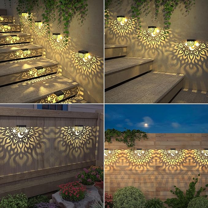 6-Pack Black Sleek Solar Stair Lights, Outdoor LED