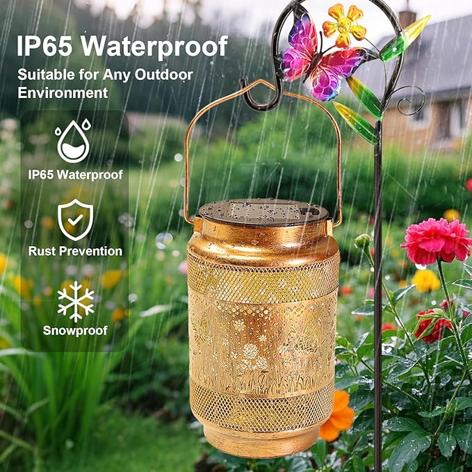 Classic Butterfly Solar Lanterns for Porch, Waterproof LED