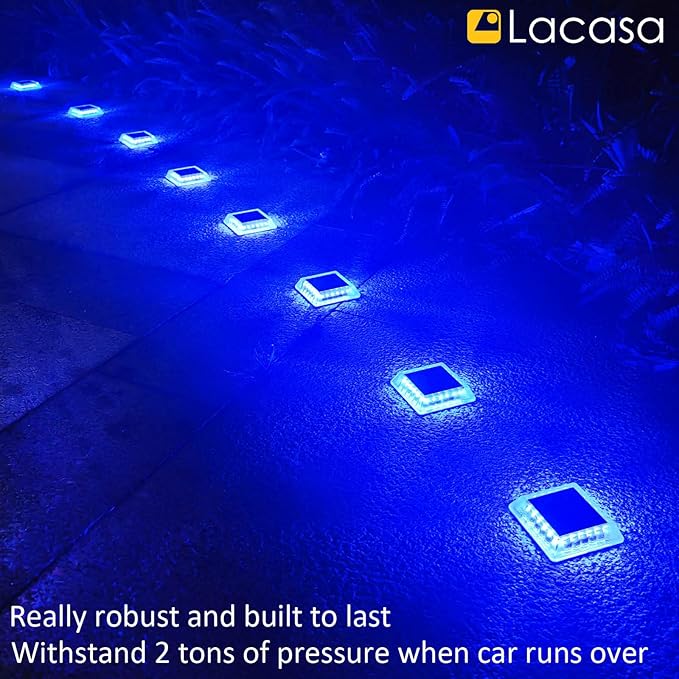 4-Pack Blue Wall Solar Lights, Waterproof LED
