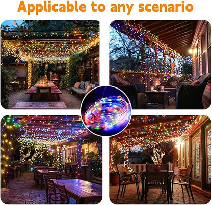 HXWEIYE Rechargeable Fairy Lights with Remote, 2 Pack 33ft 100LED Twinkle Lights with DIY Timer & Light Sensor, Waterproof Outdoor String Lights for Bedroom Patio Christmas Tree Decor, Multicolor