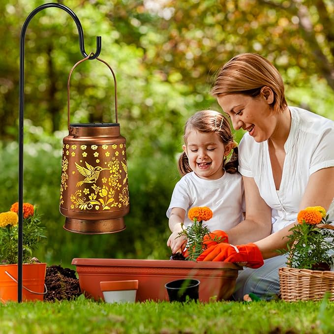Hummingbird Solar Lanterns Outdoor Waterproof Garden Decor Christmas Gifts for Women Mom Birthday Gifts Ideas Metal Bird Decorative LED for Patio Pathway Landscape Walkway Terrace Balcony Lawn Yard
