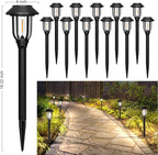 12-Pack Solar Pathway Lights, Waterproof LED Walkway Lights
