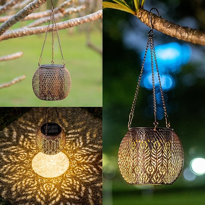 Backyard Solar Lantern Set 2-Pack, Elegant Yard Lighting