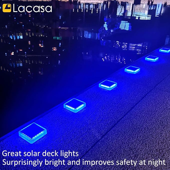4-Pack Blue Solar Yard Lights, Outdoor LED