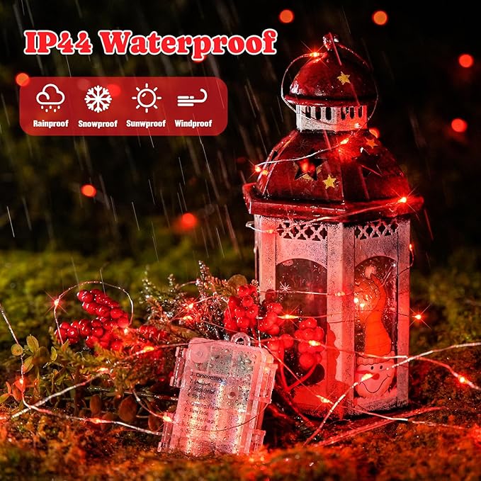 2-Pack 200 LED Christmas Twinkle Lights, 66ft Waterproof for Patio