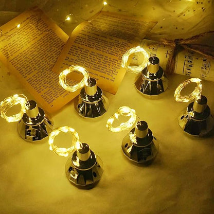 Solar Wine Bottle Lights, 10 Pack Diamond Cork Lights, 20 LED Outdoor Waterproof Fairy String Lights for Garden Wedding Patio (Warm White)