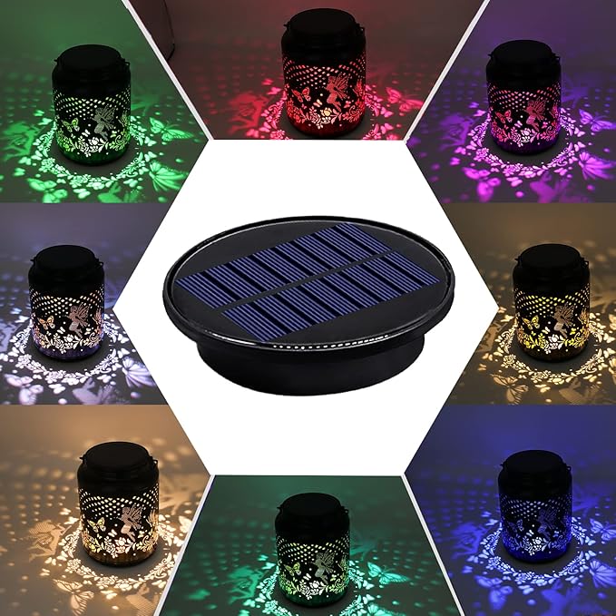 ZNYCYE Upgraded Replacement Solar Light Parts(Top Size 3.66 in, Bottom Size 2.76 in), 2 Pack 8 Colors Solar Replacement Top Parts Lantern Lids for Garden Patio Yard Outdoor Hanging Lanterns